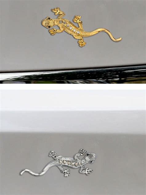 Fashion 3D Gecko Shape Solid Metal Chrome Badge Emblem 